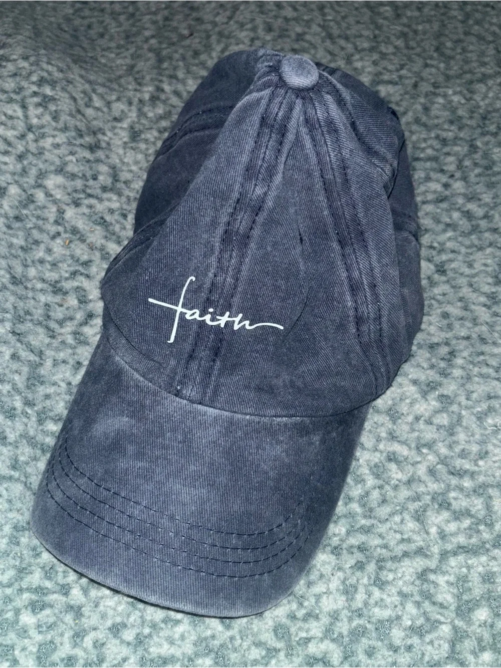 Faith Script Navy Baseball Cap